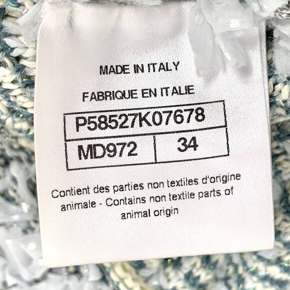 Chanel Light Blue Cotton Fringed Floral Patchwork Tweed Skirt Size 34 XXS Made I - Picture 7 of 7